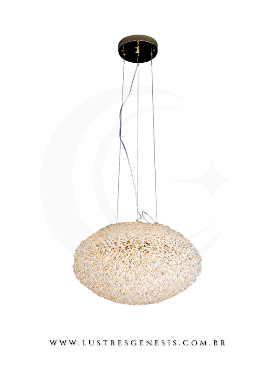 Lustre Pendente Cristal Dourado Esfera &Oslash;40cm E14, Cabeceira de Cama, Banheiro, Lavabo, Balcao de Cozinha, Bancada Area Gourmet